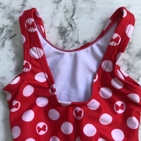 Disney Baby Minnie Mouse Red Polka Dot Tutu One Piece Bathing Suit Swimsuit - Picture 7 of 12